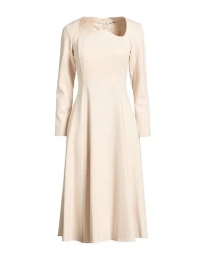 Meimeij Woman Midi Dress Cream Size 2 Viscose, Polyamide, Elastane, Acetate In Multi