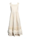 Meimeij Woman Midi Dress Cream Size 4 Cotton, Polyester In White