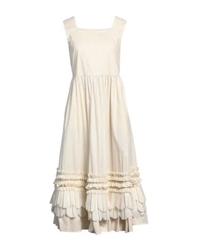 Meimeij Woman Midi Dress Cream Size 4 Cotton, Polyester In White