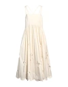 Meimeij Woman Midi Dress Cream Size 6 Cotton In White