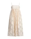 Meimeij Woman Midi Dress Cream Size 6 Polyamide, Polyester, Cotton In White