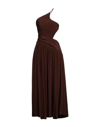 Meimeij Woman Midi Dress Dark Brown Size 4 Acetate, Silk