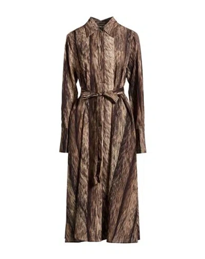 Meimeij Woman Midi Dress Dark Brown Size 4 Polyester