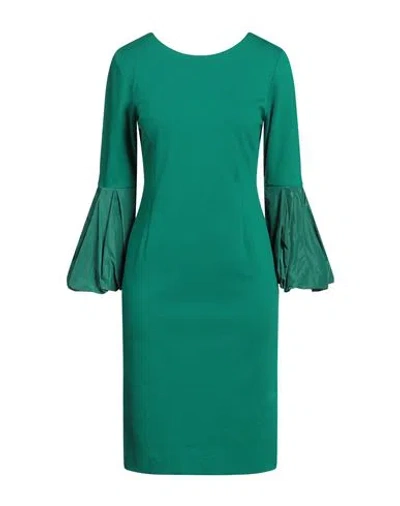Meimeij Woman Midi Dress Green Size 4 Viscose, Polyamide, Elastane, Polyester