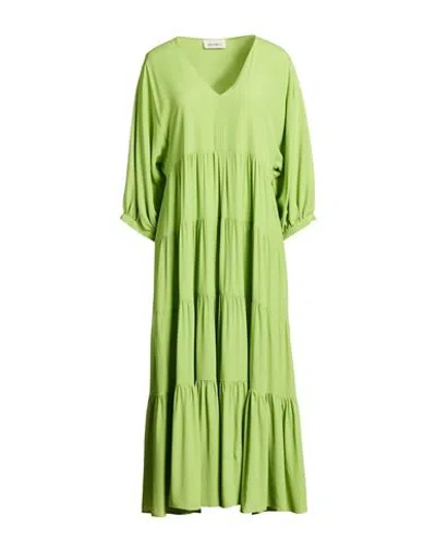 Meimeij Woman Midi Dress Green Size 6 Acetate, Silk