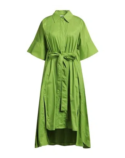 Meimeij Woman Midi Dress Green Size 6 Cotton
