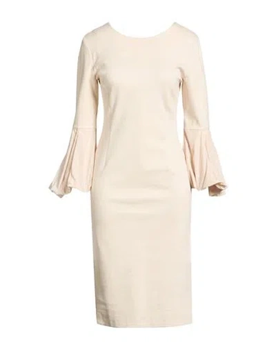 Meimeij Woman Midi Dress Ivory Size 4 Viscose, Polyamide, Elastane, Polyester In White