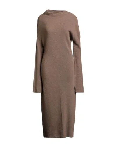 Meimeij Woman Midi Dress Khaki Size 8 Wool, Polyamide In Multi