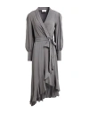 Meimeij Woman Midi Dress Lead Size 4 Acetate, Silk In Grey