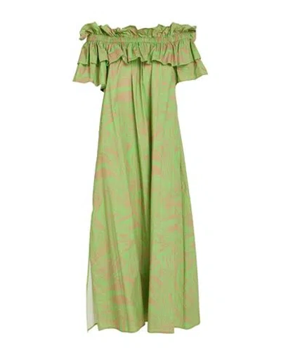 Meimeij Woman Midi Dress Lime Green Size 4 Cotton, Polyester