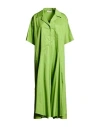 Meimeij Woman Midi Dress Lime Green Size 8 Cotton In Multi