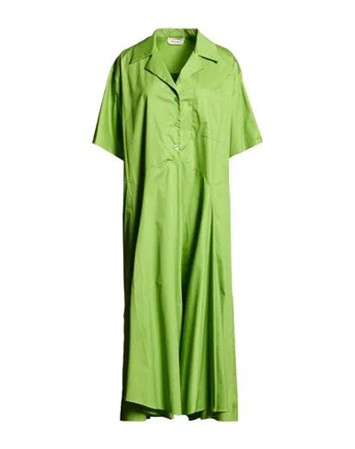 Meimeij Woman Midi Dress Lime Green Size 8 Cotton In Multi