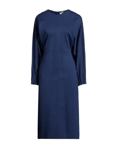 Meimeij Woman Midi Dress Navy Size 4 Viscose, Polyamide, Elastane In Blue