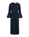 Meimeij Woman Midi Dress Navy Size 4 Viscose, Polyamide, Elastane, Polyester, Acetate In Blue
