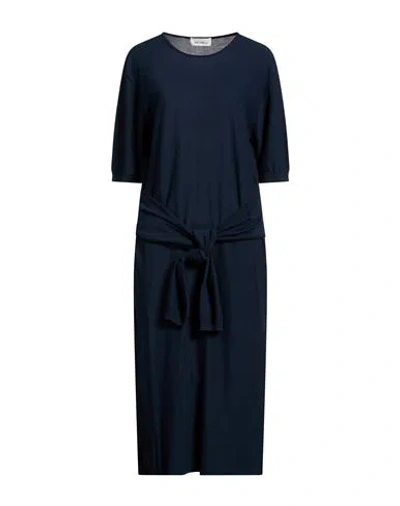 Meimeij Woman Midi Dress Navy Size 6 Cotton In Blue
