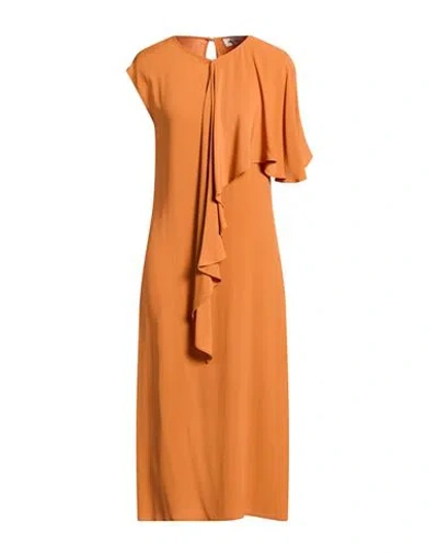 Meimeij Woman Midi Dress Orange Size 2 Acetate, Silk