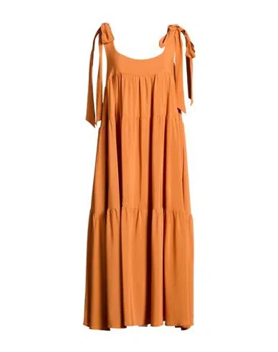 Meimeij Woman Midi Dress Orange Size 6 Acetate, Silk