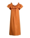 Meimeij Woman Midi Dress Orange Size 6 Cotton In Orange
