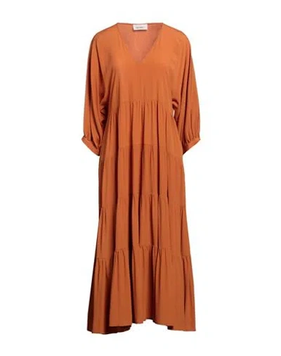Meimeij Woman Midi Dress Orange Size 4 Acetate, Silk