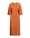 Meimeij Woman Midi Dress Orange Size 4 Acetate, Viscose, Elastane