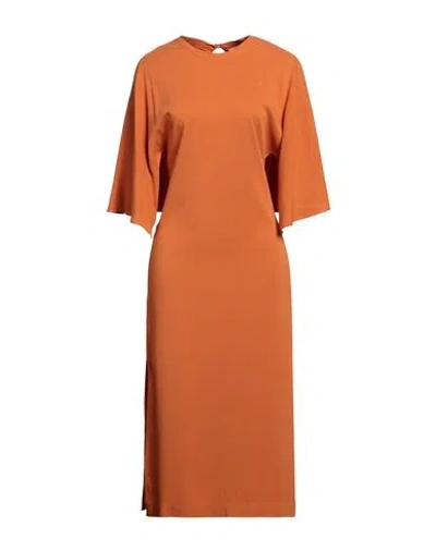 Meimeij Woman Midi Dress Orange Size 4 Acetate, Viscose, Elastane