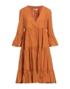 Meimeij Woman Midi Dress Orange Size 8 Cotton