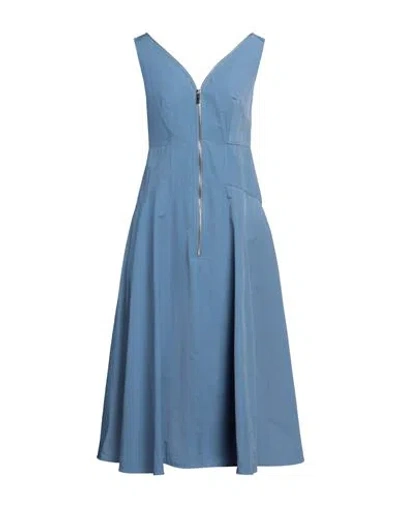 Meimeij Woman Midi Dress Pastel Blue Size 4 Polyester, Cotton