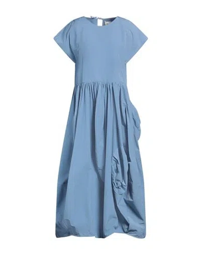 Meimeij Woman Midi Dress Pastel Blue Size 4 Polyester, Cotton
