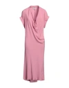 Meimeij Woman Midi Dress Pink Size 8 Acetate, Silk In Pink