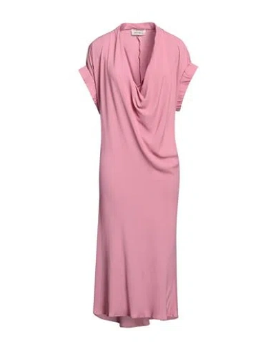 Meimeij Woman Midi Dress Pink Size 8 Acetate, Silk
