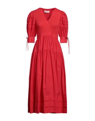 Meimeij Woman Midi Dress Red Size 4 Cotton, Elastane