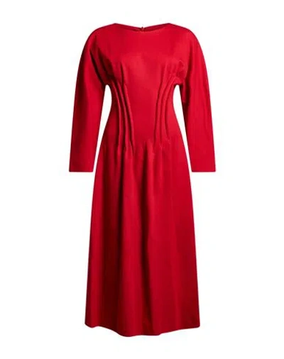 Meimeij Woman Midi Dress Red Size 4 Viscose, Polyamide, Elastane