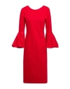 Meimeij Woman Midi Dress Red Size 4 Viscose, Polyamide, Elastane, Polyester