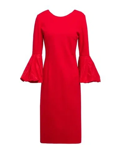 Meimeij Woman Midi Dress Red Size 4 Viscose, Polyamide, Elastane, Polyester