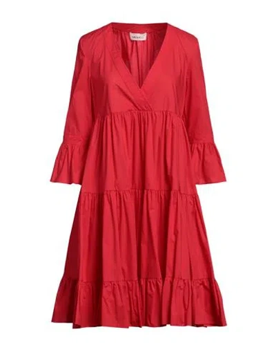 Meimeij Woman Midi Dress Red Size 6 Cotton