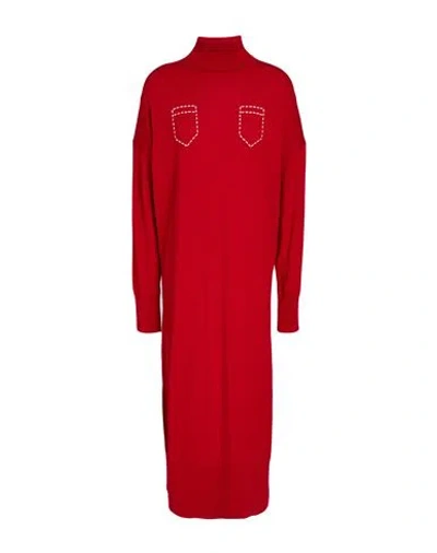 Meimeij Woman Midi Dress Red Size 6 Virgin Wool
