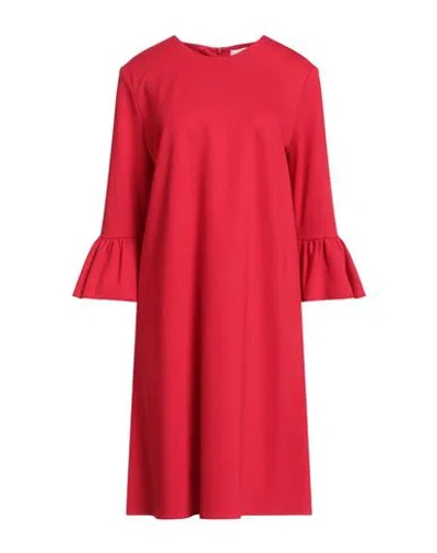 Meimeij Woman Midi Dress Red Size 6 Viscose, Polyamide, Elastane