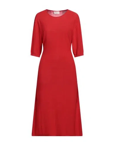 Meimeij Woman Midi Dress Red Size 8 Cotton