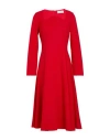 Meimeij Woman Midi Dress Red Size 8 Viscose, Polyamide, Elastane, Acetate
