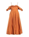 Meimeij Woman Midi Dress Rust Size 4 Cotton, Polyamide In Red