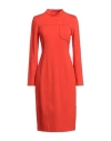 Meimeij Woman Midi Dress Rust Size 4 Viscose, Polyamide, Elastane, Acetate In Red