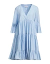 Meimeij Woman Midi Dress Sky Blue Size 6 Cotton