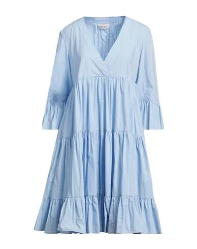 Meimeij Woman Midi Dress Sky Blue Size 6 Cotton