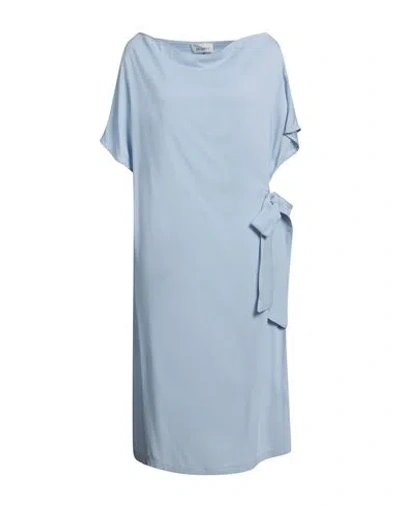 Meimeij Woman Midi Dress Sky Blue Size 6 Acetate, Viscose, Elastane