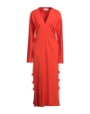 Meimeij Woman Midi Dress Tomato Red Size 8 Viscose, Polyamide, Elastane In Tomato Red