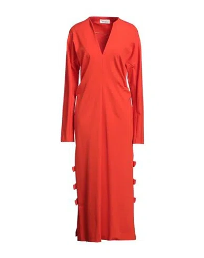 Meimeij Woman Midi Dress Tomato Red Size 8 Viscose, Polyamide, Elastane