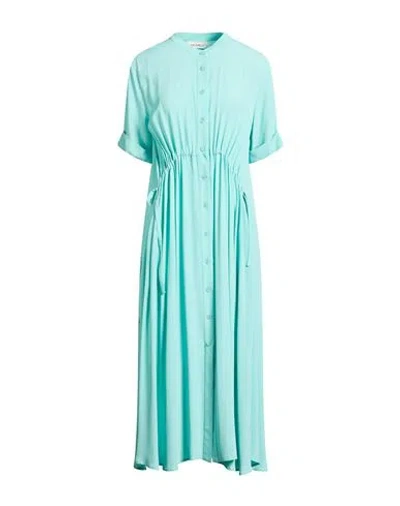 Meimeij Woman Midi Dress Turquoise Size 4 Acetate, Silk In Blue