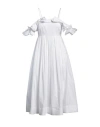 Meimeij Woman Midi Dress White Size 4 Cotton, Polyamide