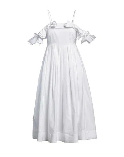 Meimeij Woman Midi Dress White Size 4 Cotton, Polyamide In White
