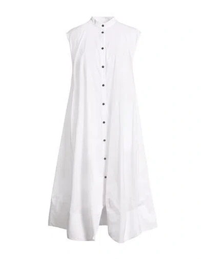 Meimeij Woman Midi Dress White Size 6 Cotton